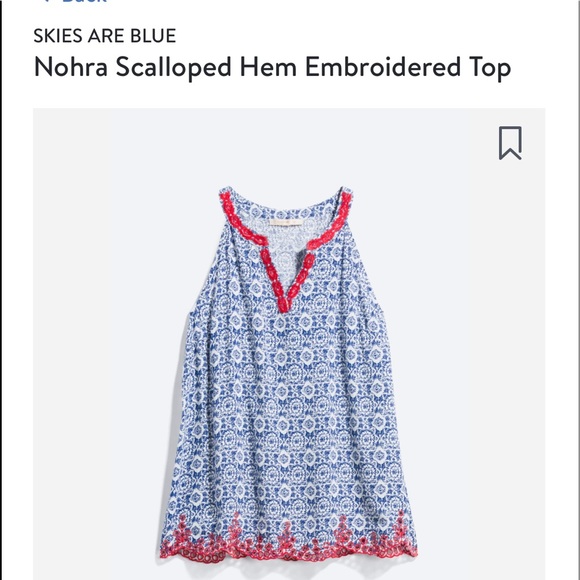 Bohemian Style Scalloped Red Hem Embroidered Top - Picture 3 of 4